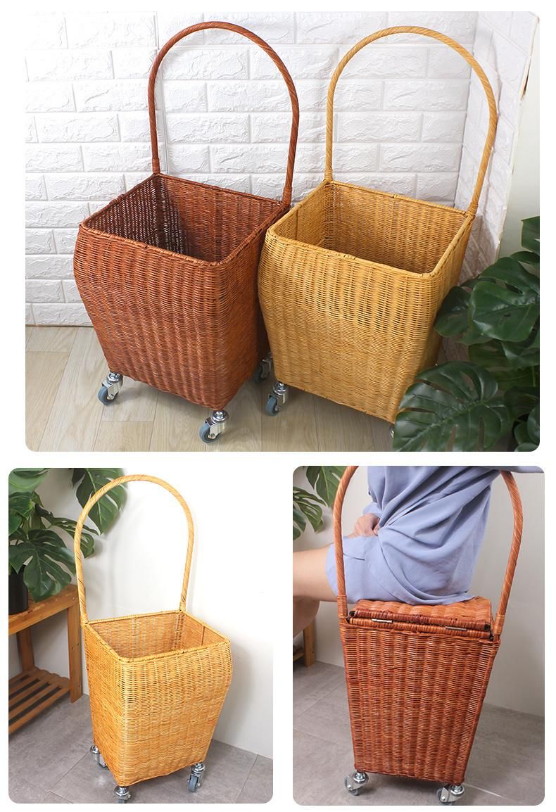 Rattan Portable Shopping Artifact Shopping Cart Large Capacity Small Cart