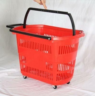 Yuanda Plastic Rolling Supermarket Shopping Basket