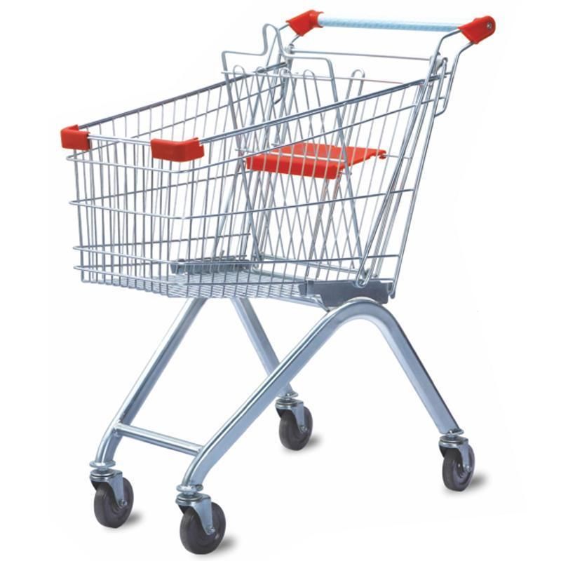 60-240L Supermarket Metal European Shopping Trolley with PU Wheels