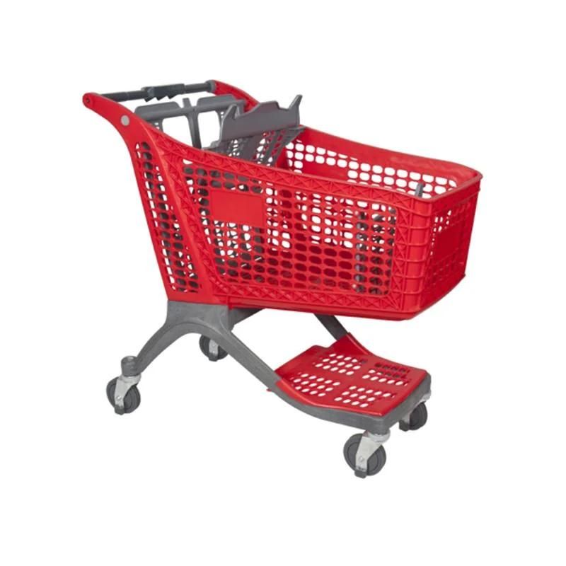 Plastic Shopping Trolley Customized Color Supermarket Cart