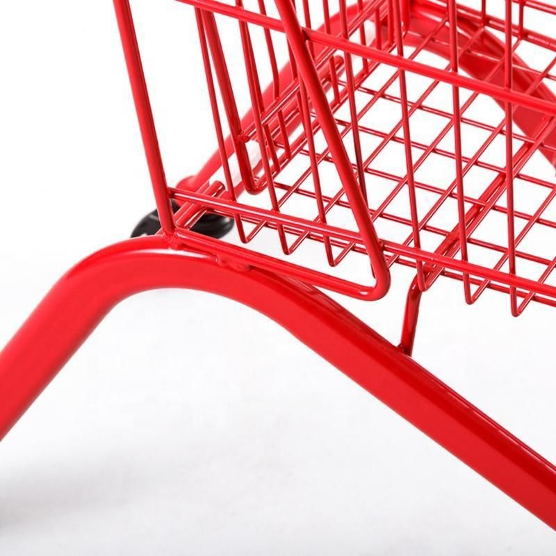 Supermarket Rolling Shopping Metal Basket Wheels Trolley