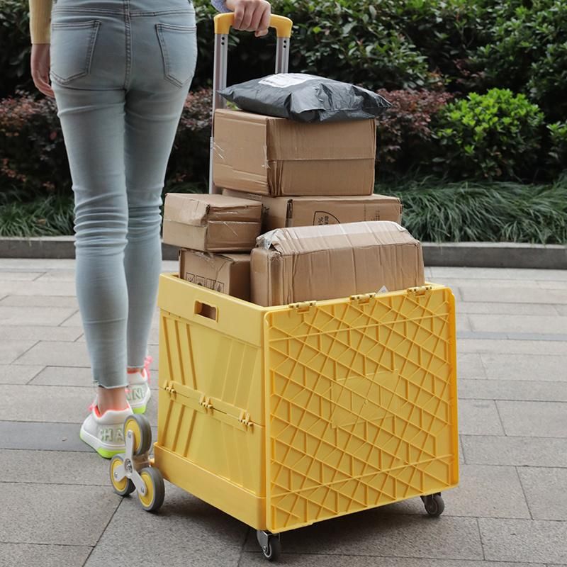 China Factory Hot Selling Telescopic Handle Shopping Trolley Portable Plastic Folding Carts