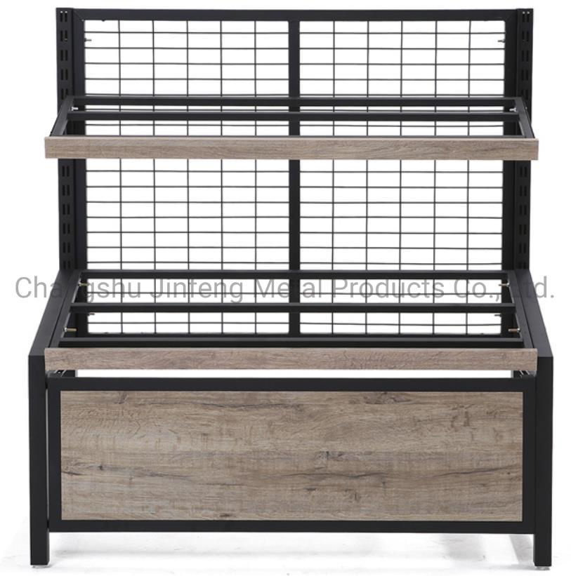 Supermarket Metal Fruit and Vegetable Shelving with Wire Mesh