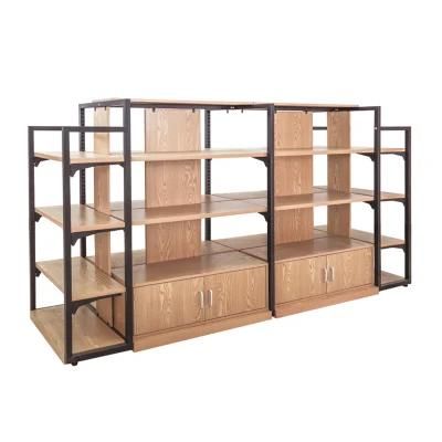 New Style Supermarket Equipment Steel Shelves Wooden Gondola Shelf