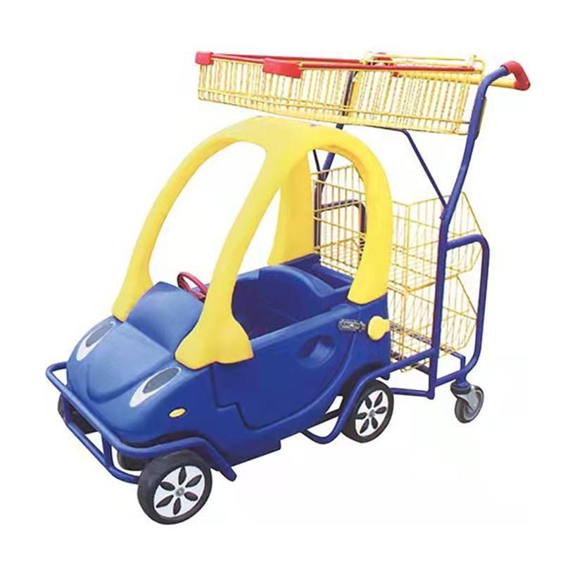 New Design Supermarket Children Trolley Plastic Shopping Cart with Basket