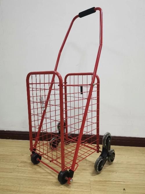 China Metal Large Capacity Fold up Shopping Cart with Stair Climbing Wheels for Seniors