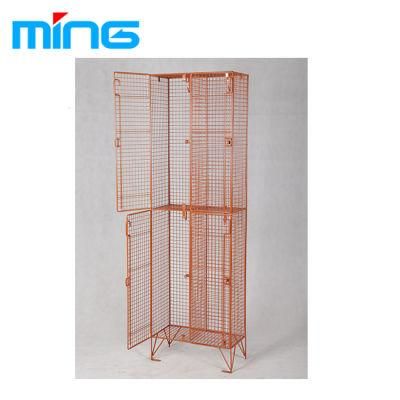 Red Color Metal Cloth Cabinet Wire Mesh Locker for Clothes