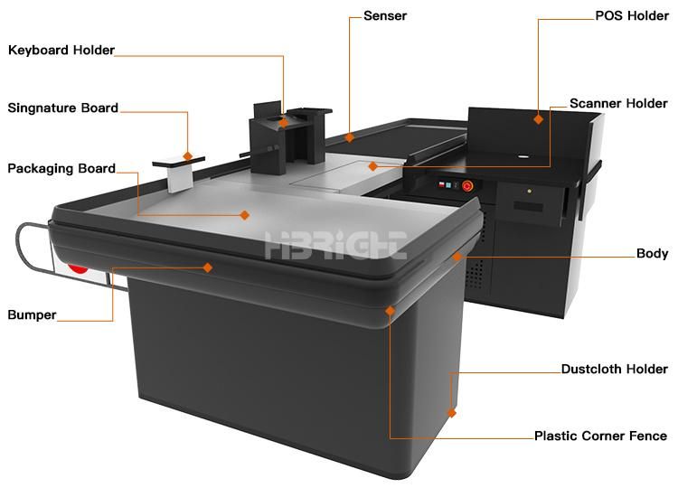 Supermarket Design Checkout Counter with Conveyor Belt