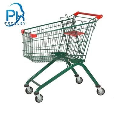 80L European Style PU TPR Rubber Wheel Nesting Shopping Trolley