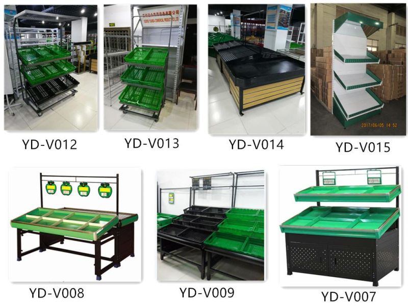 Wooden MDF Fruit and Vegetable Display Rack for Store Supermarket