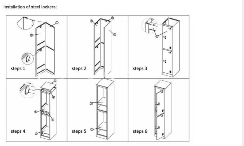 New Design 6 Doors Clothes Storage Locker Steel Metal Wardrobe