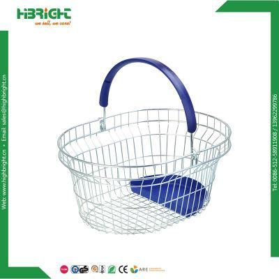 Wire Mesh Oval Shopping Basket for Retail Stores