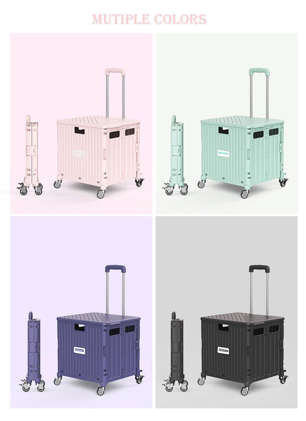 Candy Color Plastic Foldable Shopping Trolley Easy-Box-Shopping Trolley