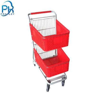 2-Tier Shopping Cart Double Basket Trolley