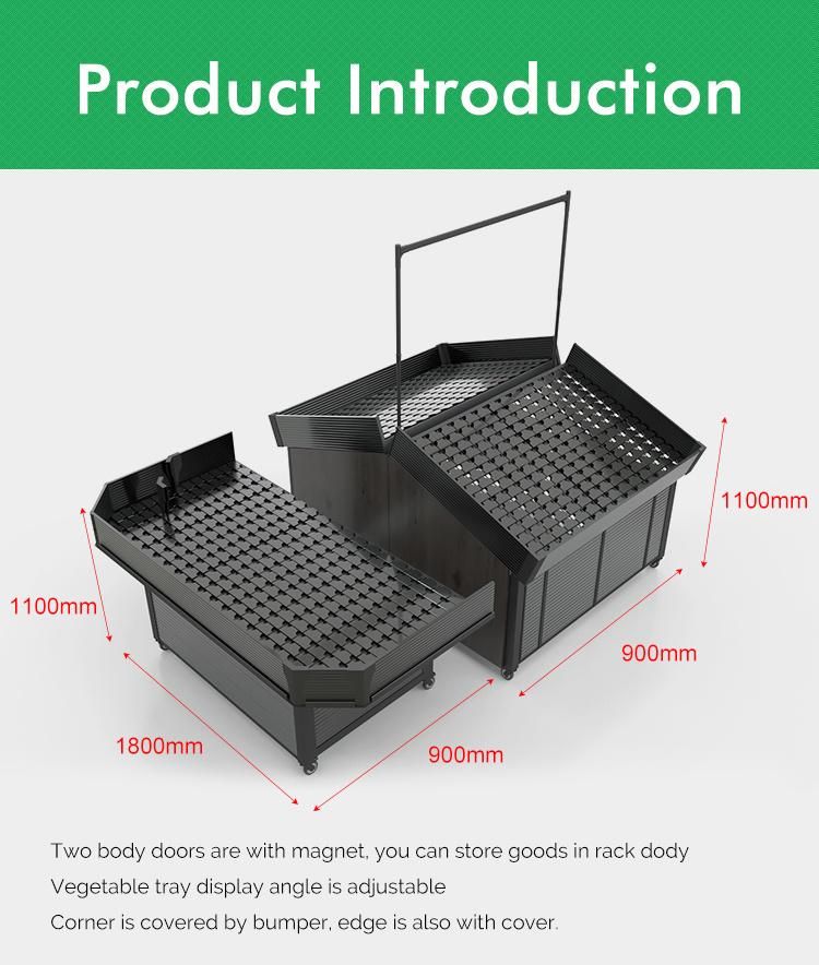 Supermarket Adjustable Fruit and Vegetable Rack Produce Display Stand