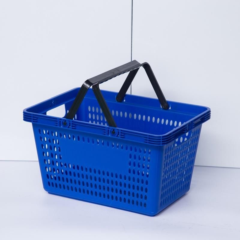 Supermarket Plastic Handing Shopping Basket Pink Color