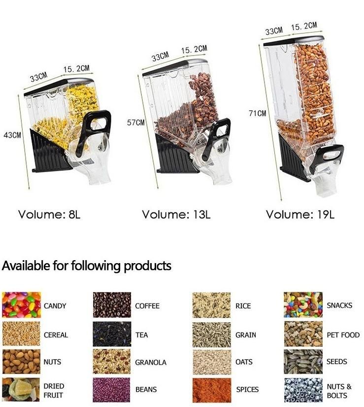 Transparent Bulk Food Gravity Dispenser Gravity Bin Cereal Grains Dispenser