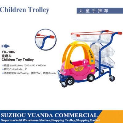 Children Shopping Trolley Cart with Handle Wheels and Baby Seats