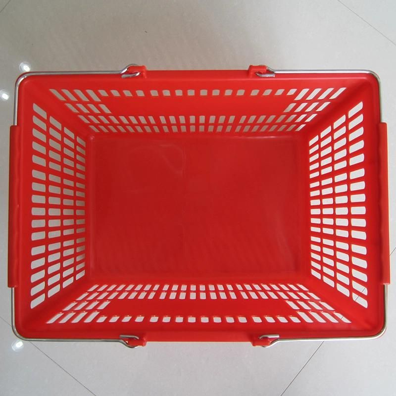 High Capacity Plastic Shopping Basket with Handles Supermarket Shopping Basket