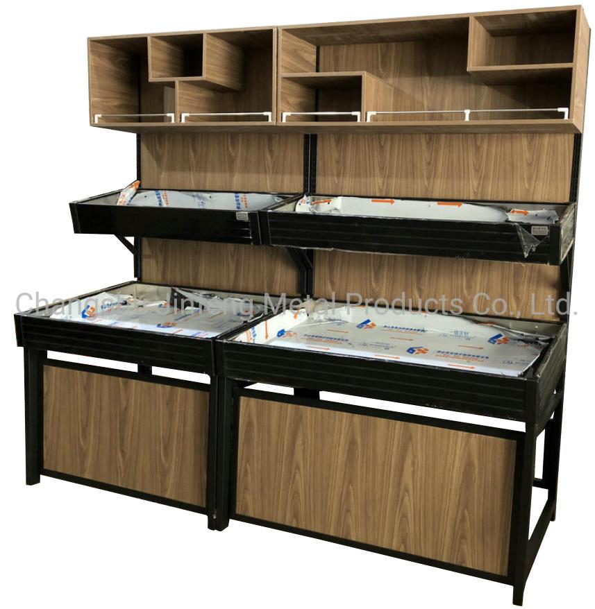 Supermarket Equipment Shelve Modern Wooden Fruit Display Rack