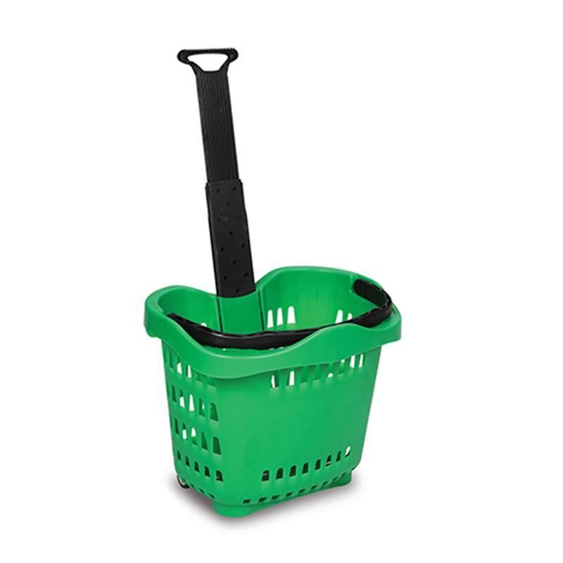 Popular Grocery Store High-End Supermarket Shopping Basket Rolling Plastic Basket for Sale