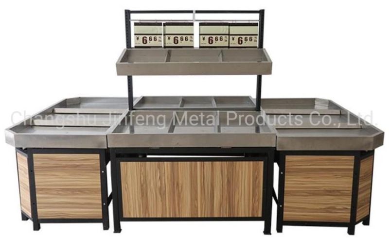 Supermarket Fruit and Vegetable Display Stand Wooden Shelf Jf-Vr-005