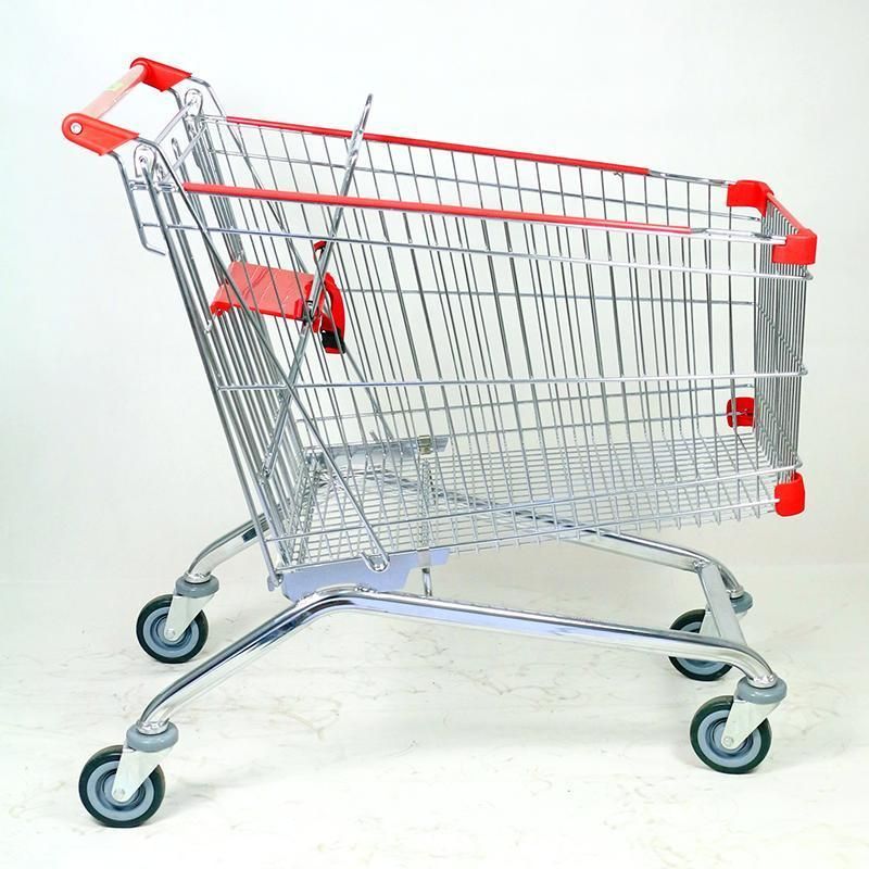 High Capacity Manufacturer Hot Sale Rolling Metal Shopping Trolley Cart