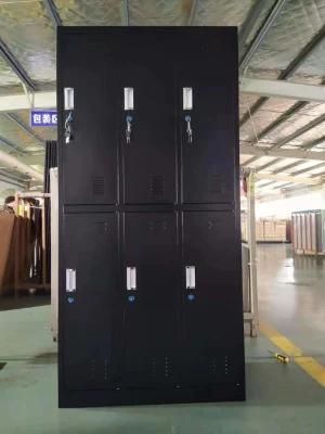 2 Layers Steel Locker 6 Door Office Storage Cabinets Metal Locker