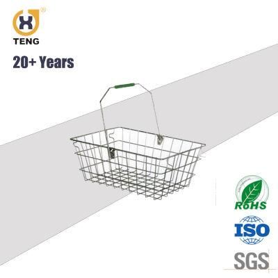 28L Supermarket Equipment Handle Metal Shopping Basket