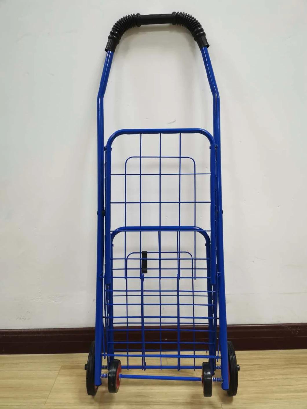 Manufacturer Collapsible Grocery Rolling Fold up Shopping Cart with 360 Wheels