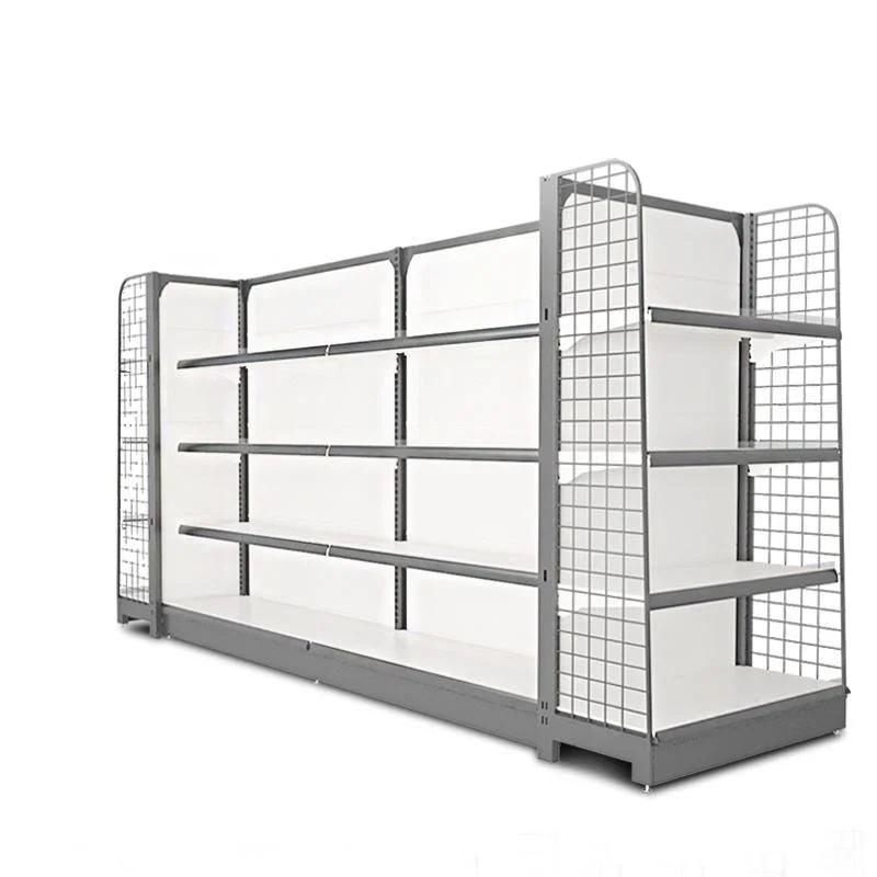 New High-Quality Metal Wire Shelves and Wooden Supermarket Shelves