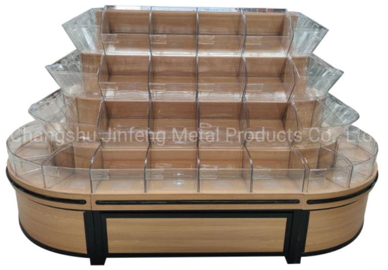 Supermarket Bulk Food Bin Wooden Display Cabinet Jf-Bfr-045