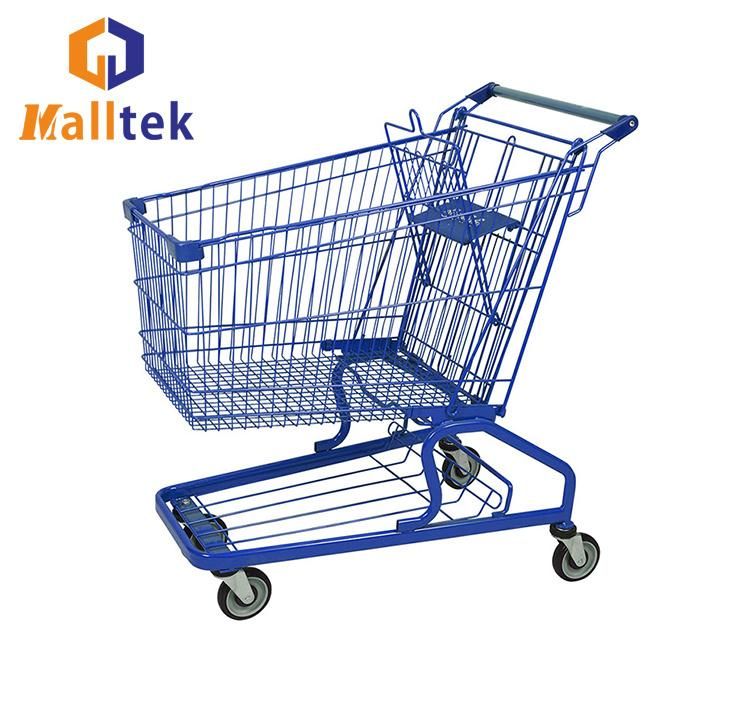 Serviceable Zinc Plated Steel Supermarket Shopping Push Trolley Cart