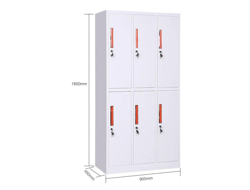 Steel 6 Doors Metal Gym Changing Room Clothes Handing Locker