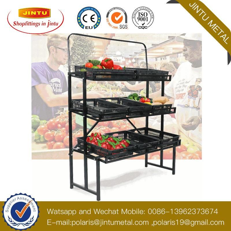 Supermarket Wooden/Metal Fruit and Vegetable Display Stand