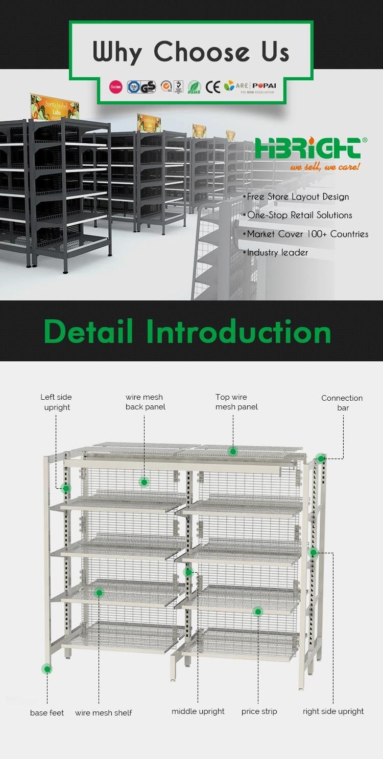 Wholesale Austrialian Style Double-Sided Metal Grocery Combination Rack Supermarket Shelf