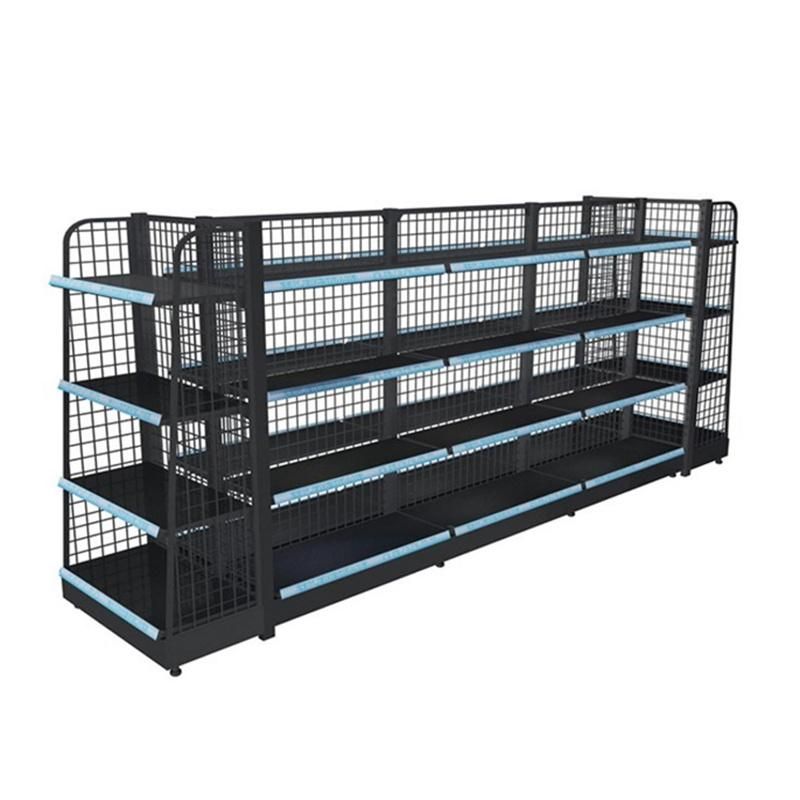 Customized Color Hypermarket Single Sided Grid Display Shelf Gondola Supermarket Shelf