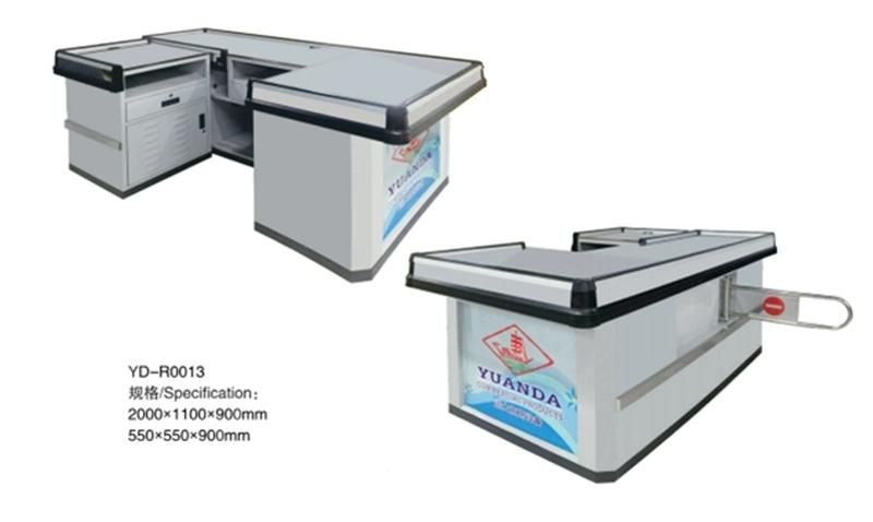 Store Supermarket Stainless Steel Cashier Counter Retail Design Cashier Counter