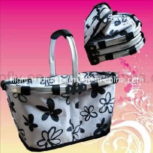 Aluminum Handle Food and Drink Cooler Folding Shopping Basket