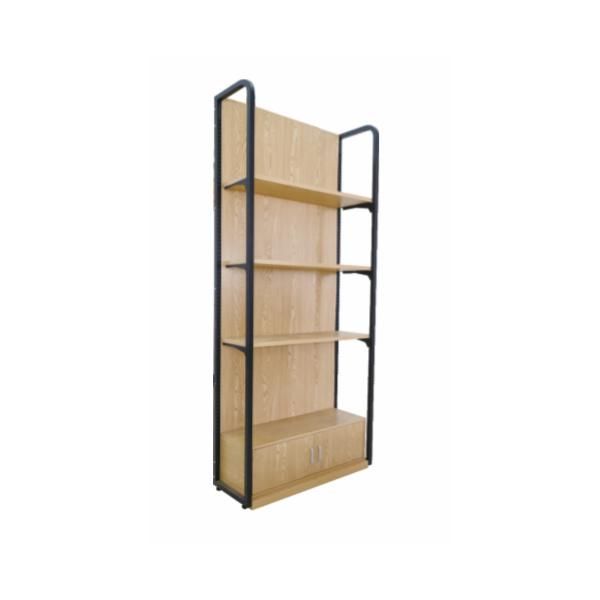 Modern Single-Sided Wooden Shelf with Fillet Four Layers and a Locker