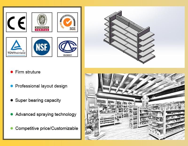 Metal and Wood Raw Material Supermarket Shelf