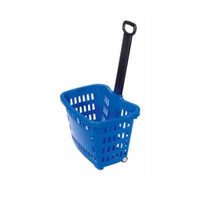 Luxury No Handle Two Wheeled Rod Basket Supermarket Shopping Basket