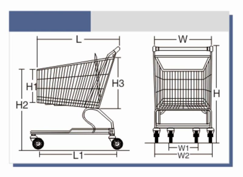 Custom Printing Logo 180L American Style Supermarket Model-D Trolley