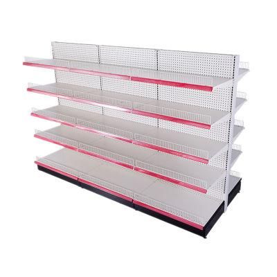 Supermarket White Double Side Perforated Back Panel Gondola Shelves