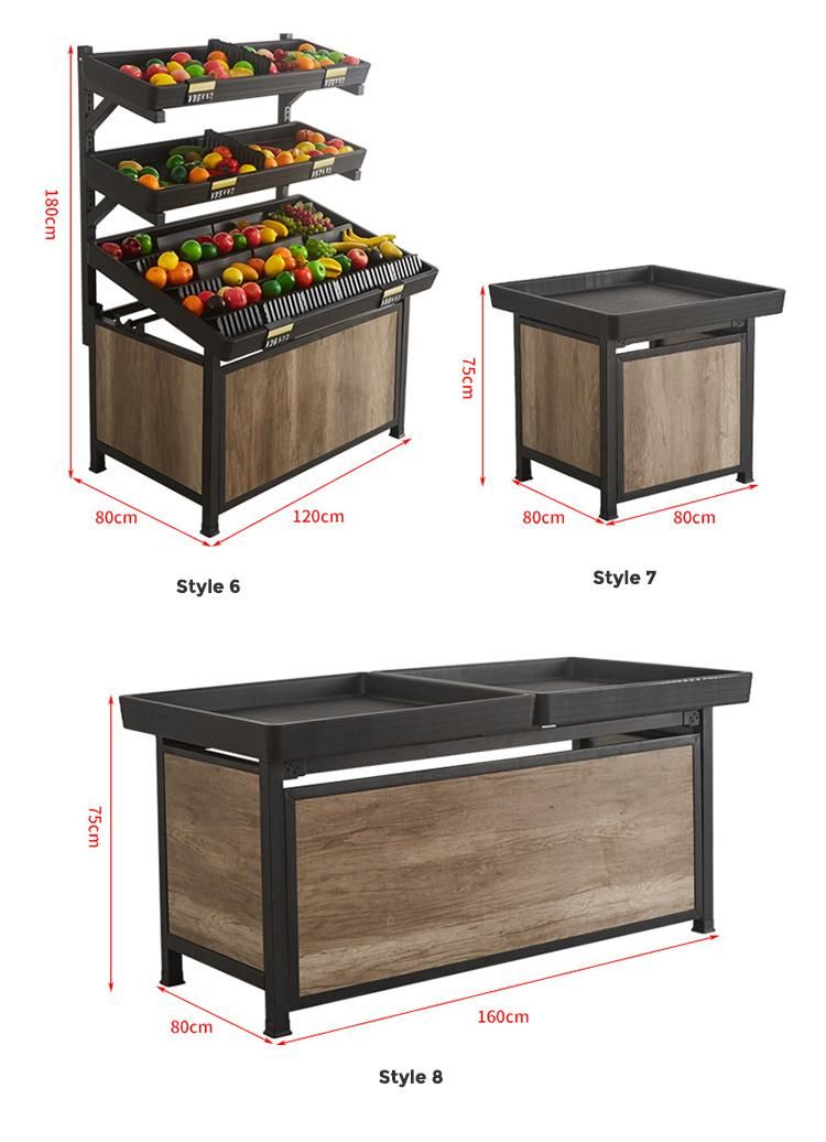 Supermarket Vegetable and Fruit Display Rack with Plastic Counter Top