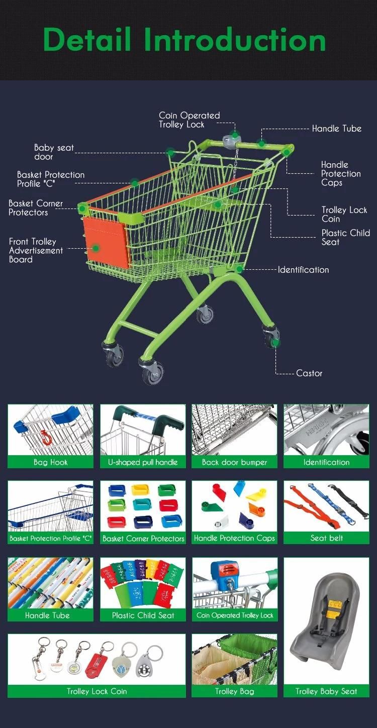 Unfoldable Galvanized European Shopping Cart Trolley