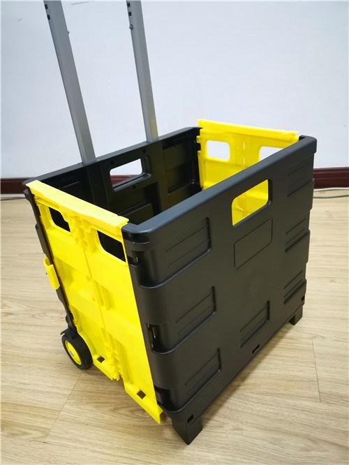 China Cheap Plastic Light Rolling Collapsible Wheeled Cart with Multi Colors