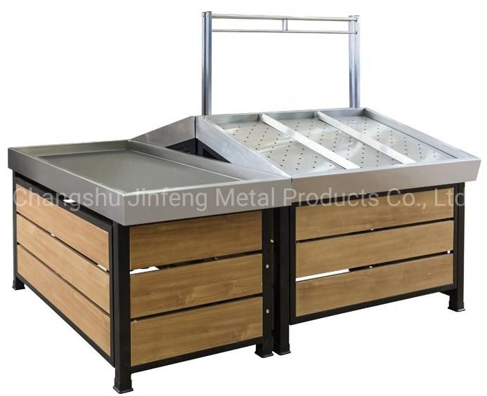 Supermarket Wooden and Metal Fruits and Vegetables Racking Display Shelves