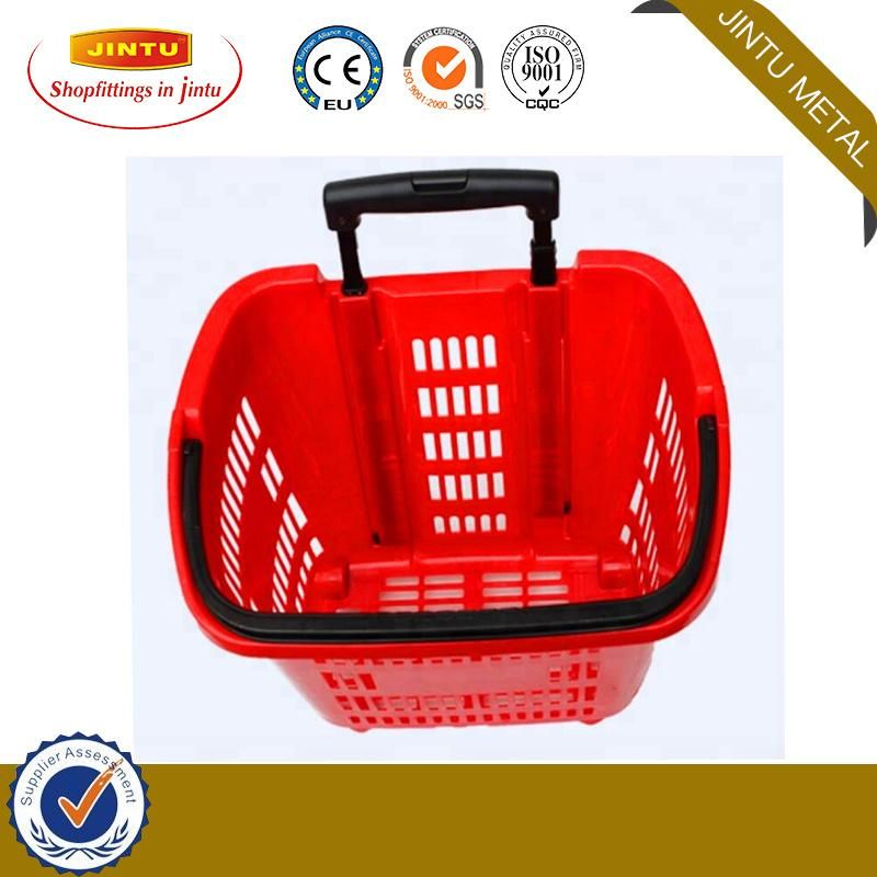 High Quality 45L Plastic Roll Shopping Basket Trolley