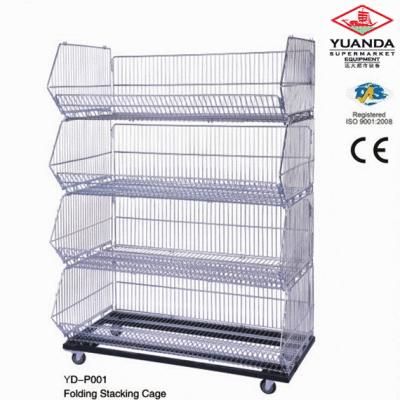 Rolling Display Stand Stacking Basket Shelf